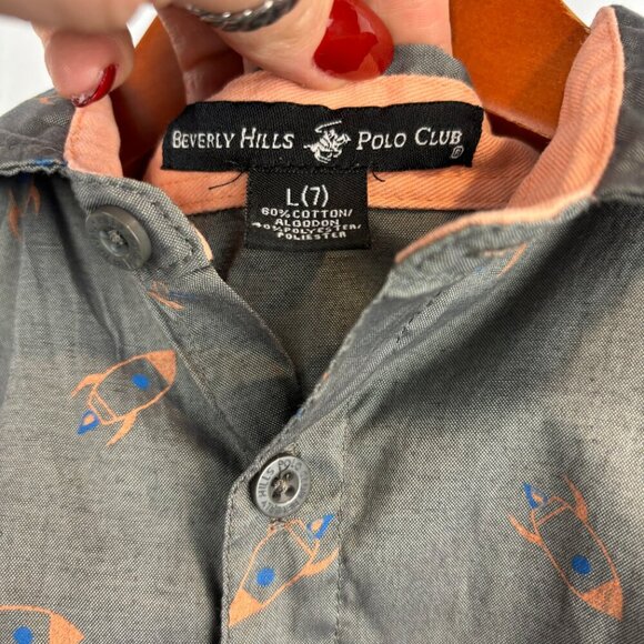 Beverly Hills Polo Club Kids Rocket Ship Button Up Shirt - Picture 5 of 9